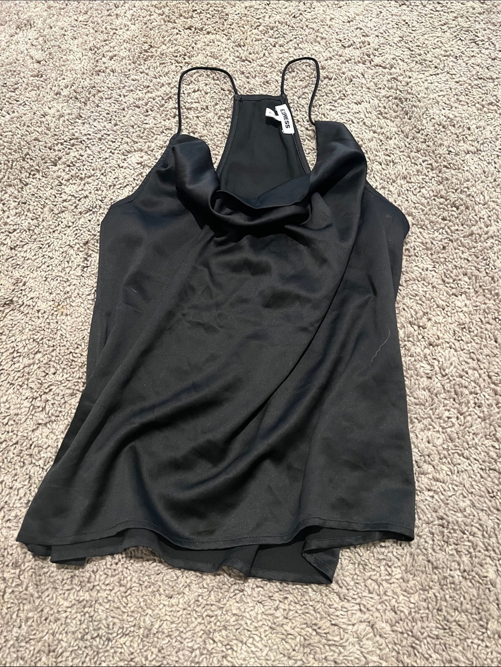 Express Black Satin Cowl Neck Camisole